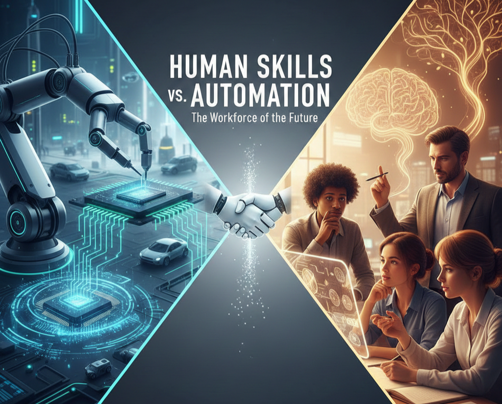 Humans and robots shaking hands